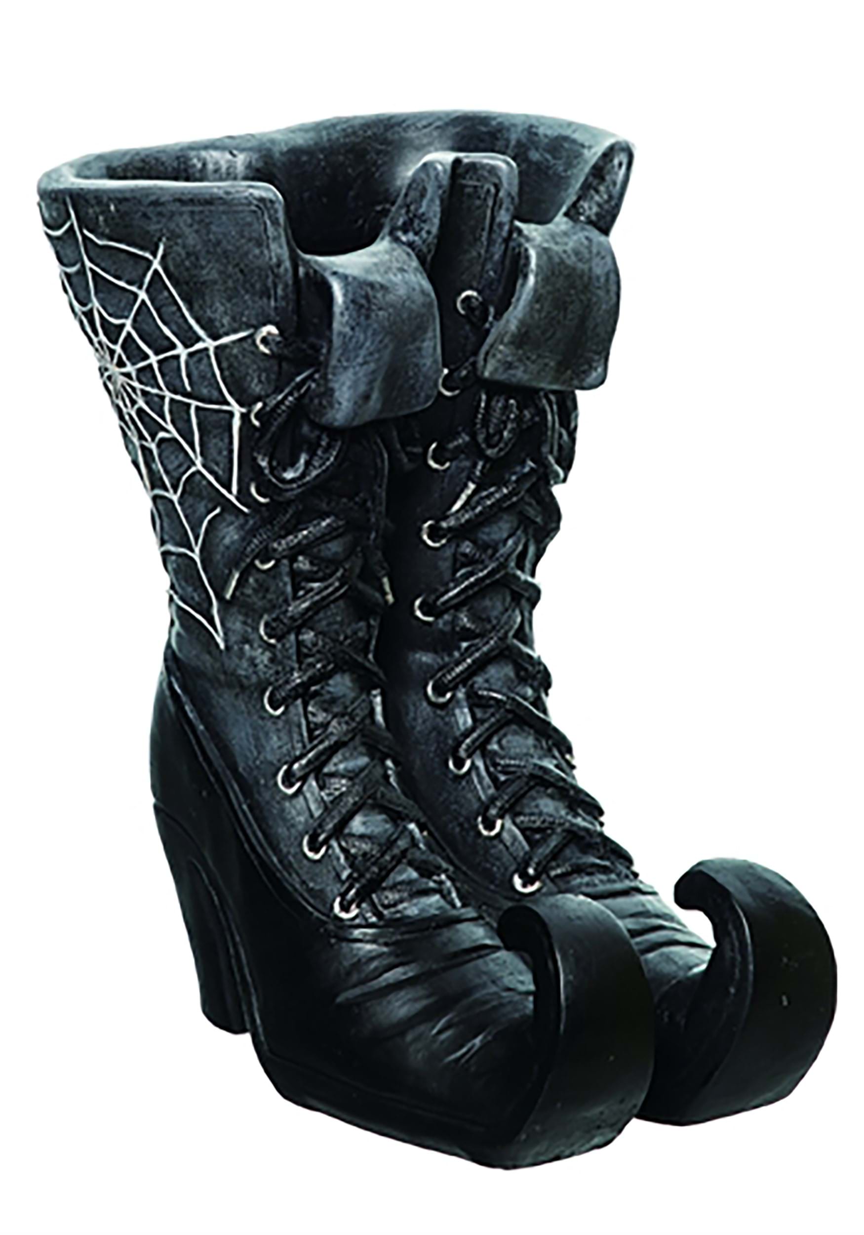 10" Web Witch Boot Vase