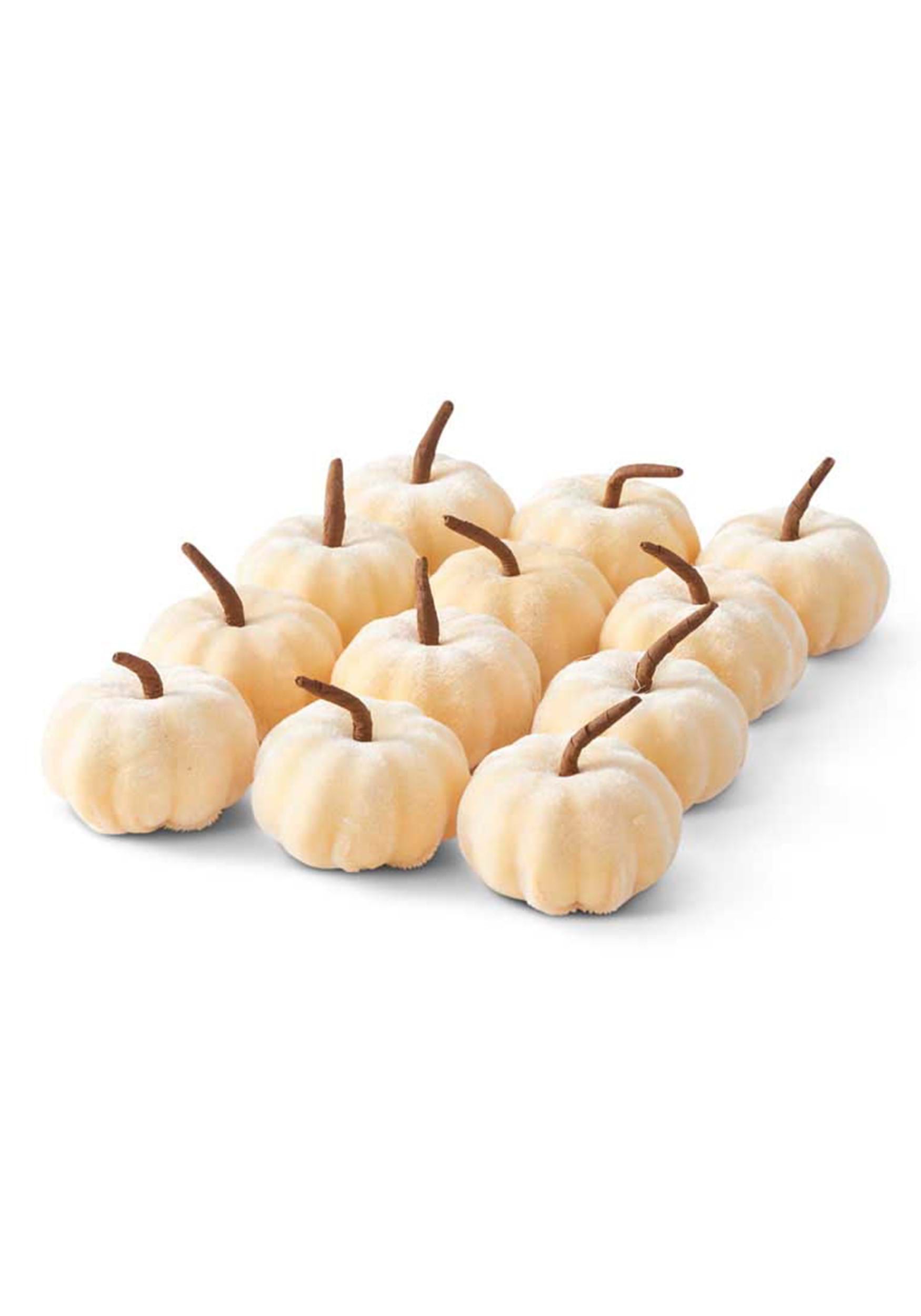 Set of 12 Cream Velvet 2″ Pumpkins Prop