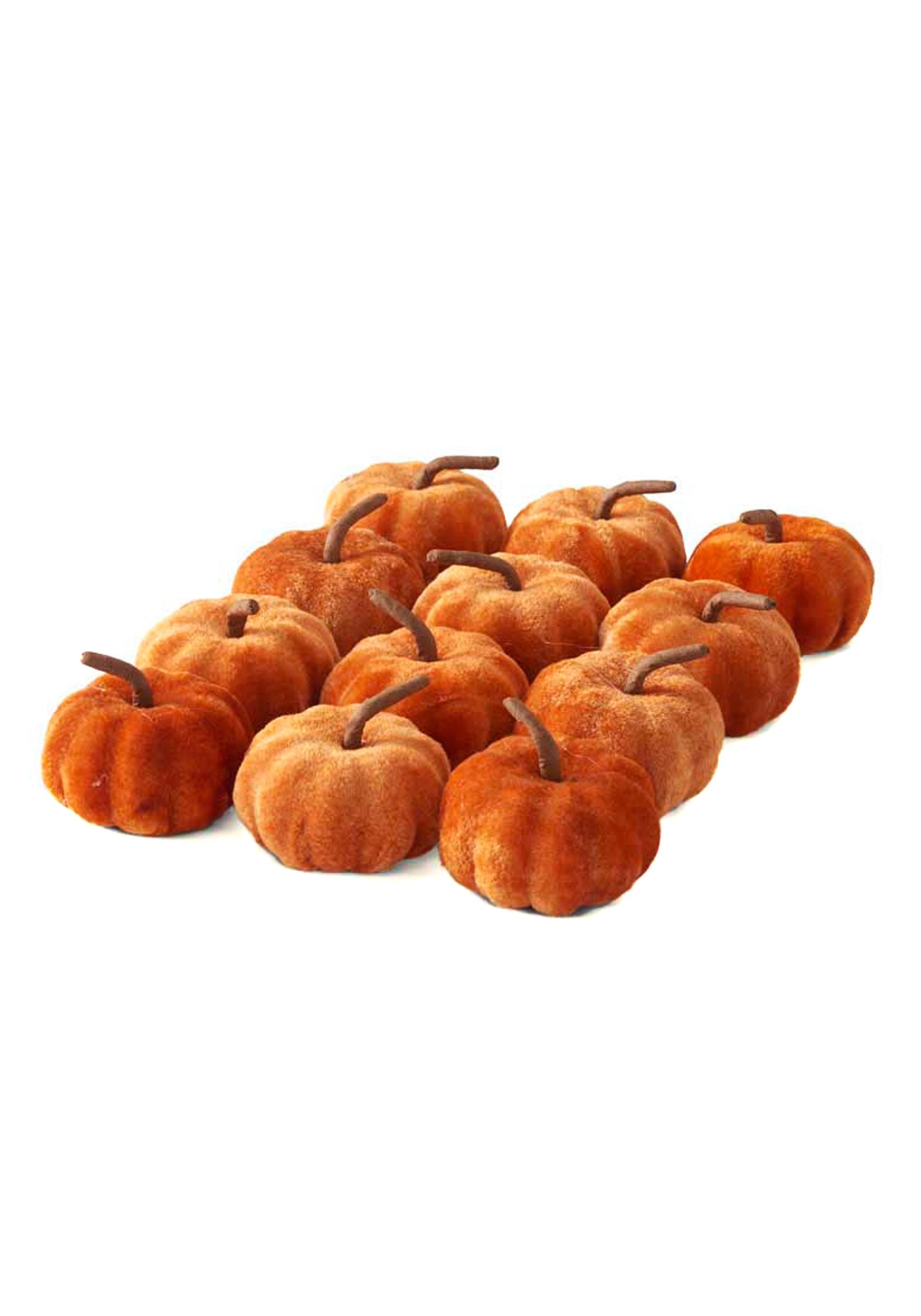 Set of 12 2″ Orange Velvet Pumpkins