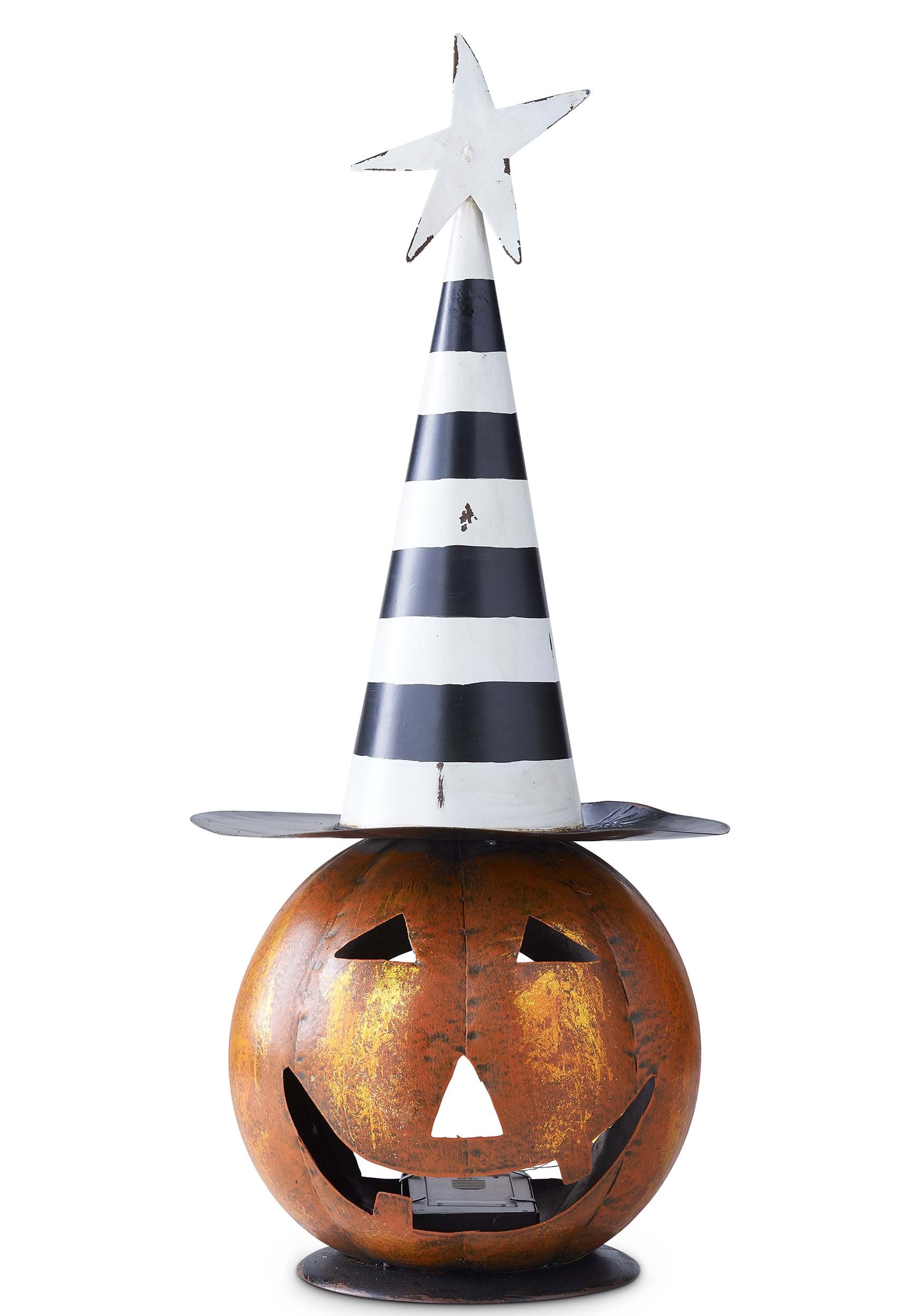 18" LED Jack 'O Lantern with Black and White Hat Prop