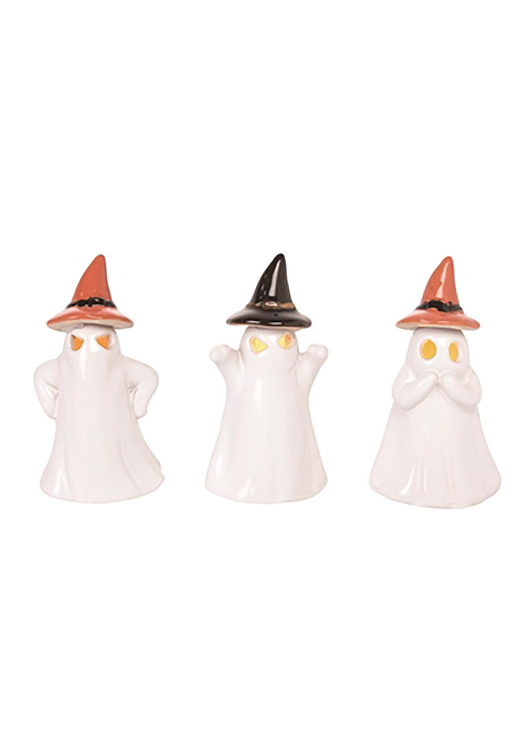 4" Ceramic Light Up Ghost Figures Set