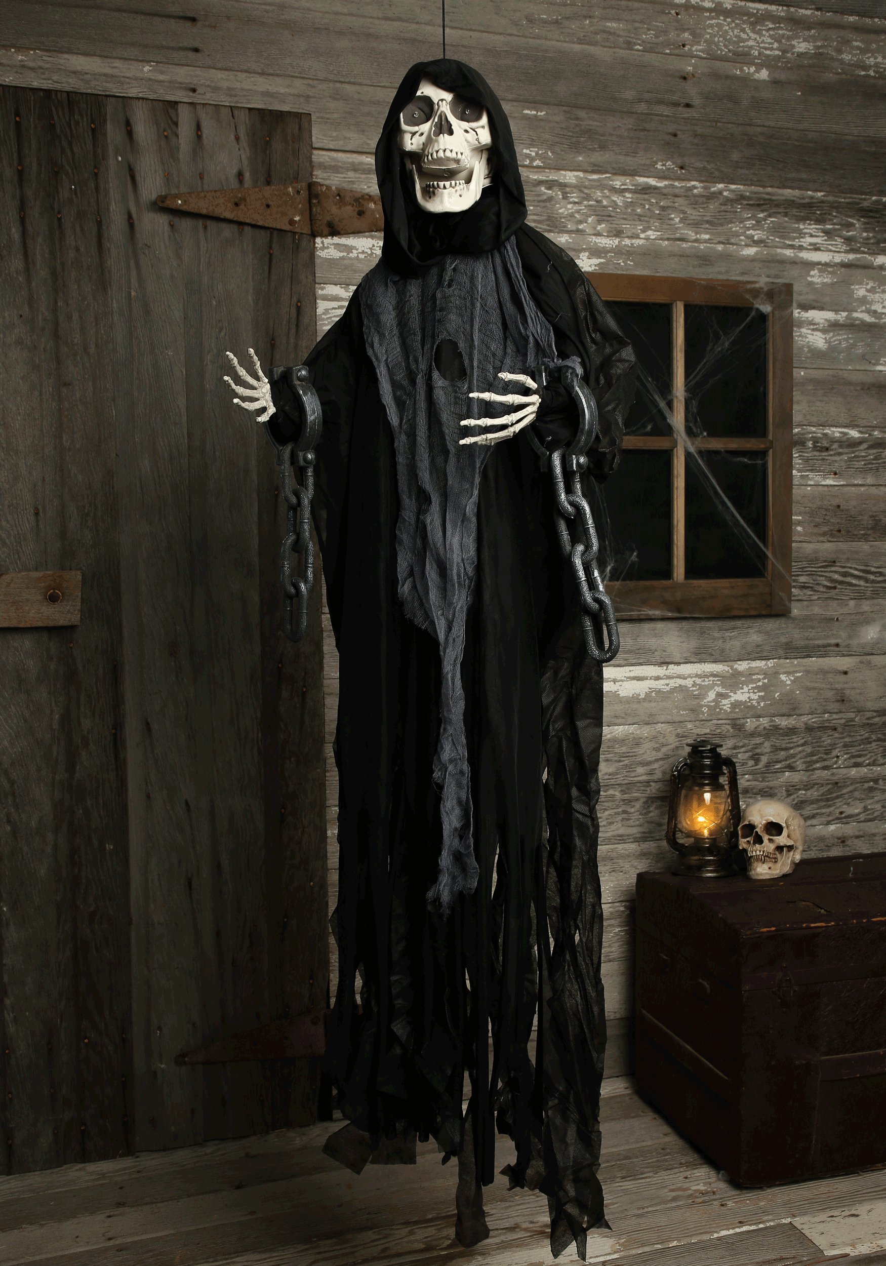 Animated Hanging Reaper in Chains Decoration
