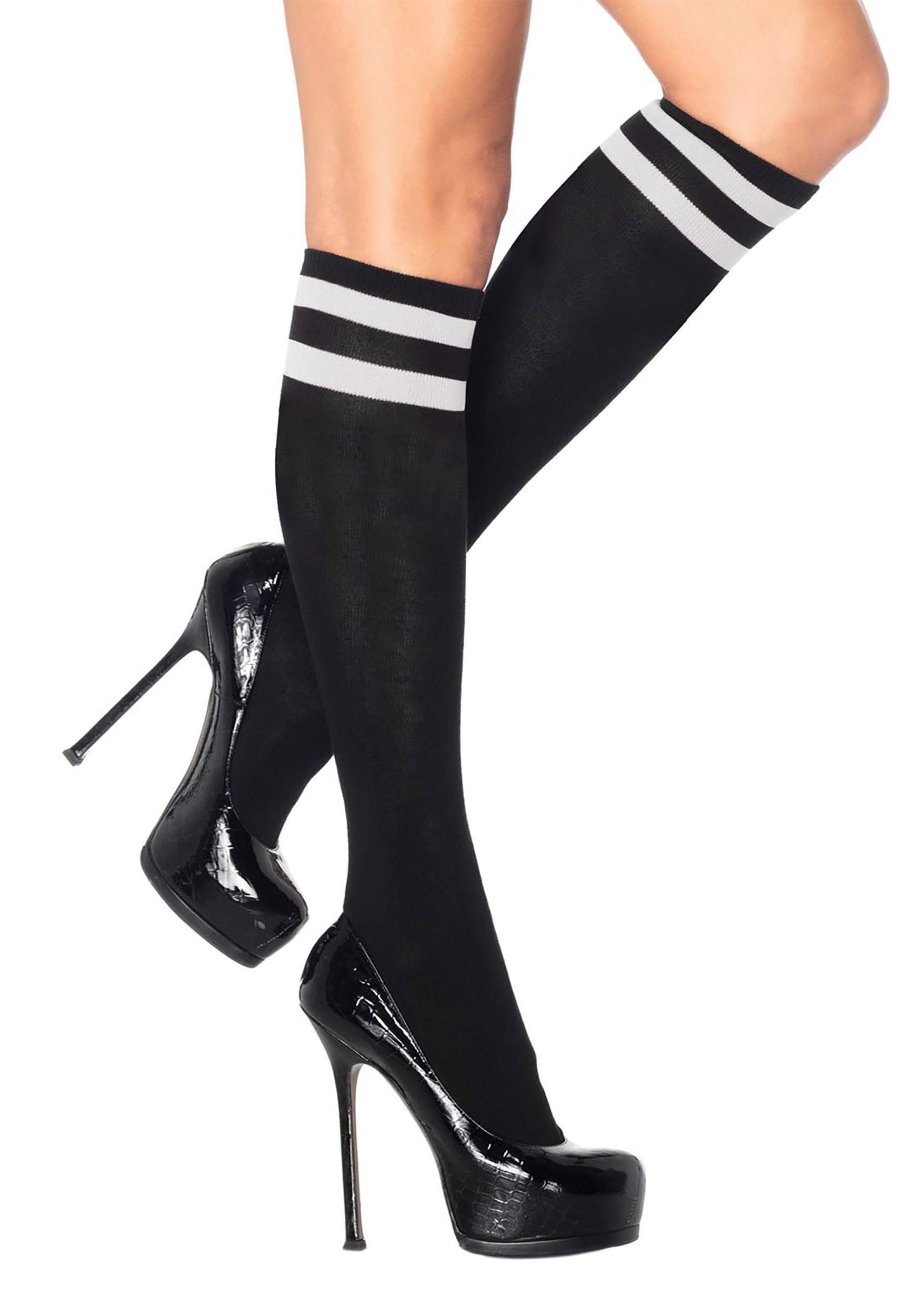 Black with White Striped Athletic Socks Women