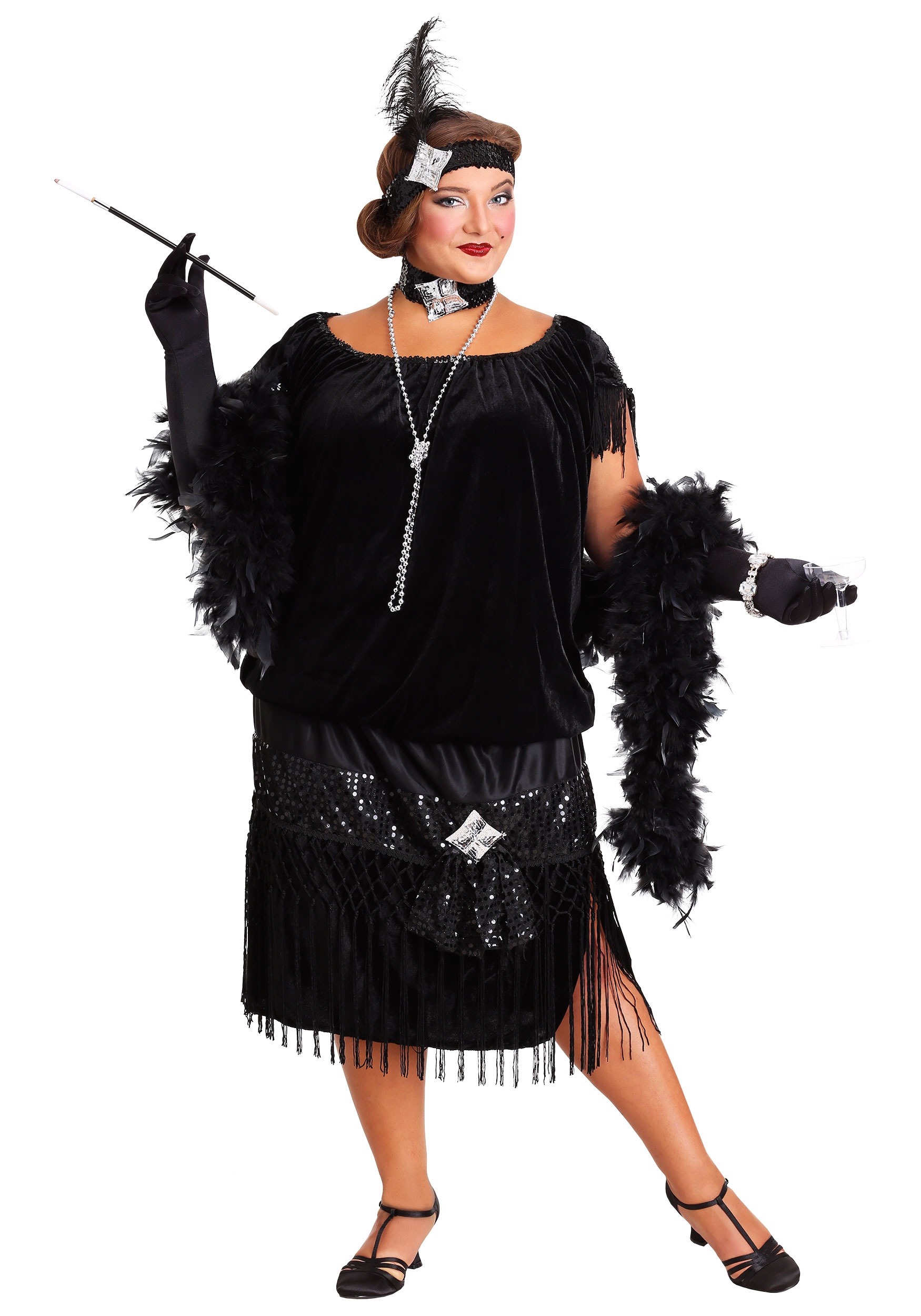 Women’s Black Plus Size Flapper Costume