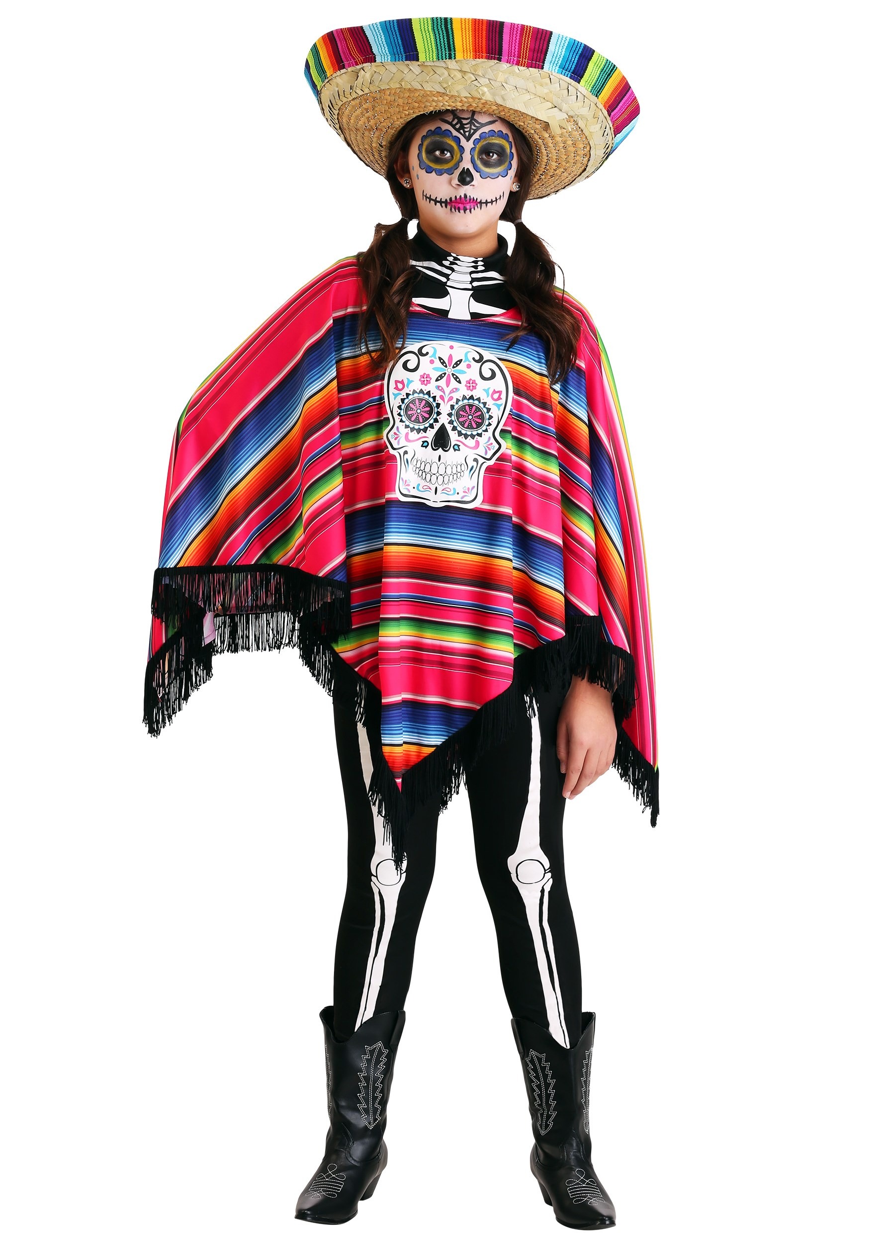 Girl's Day of the Dead Poncho Costume