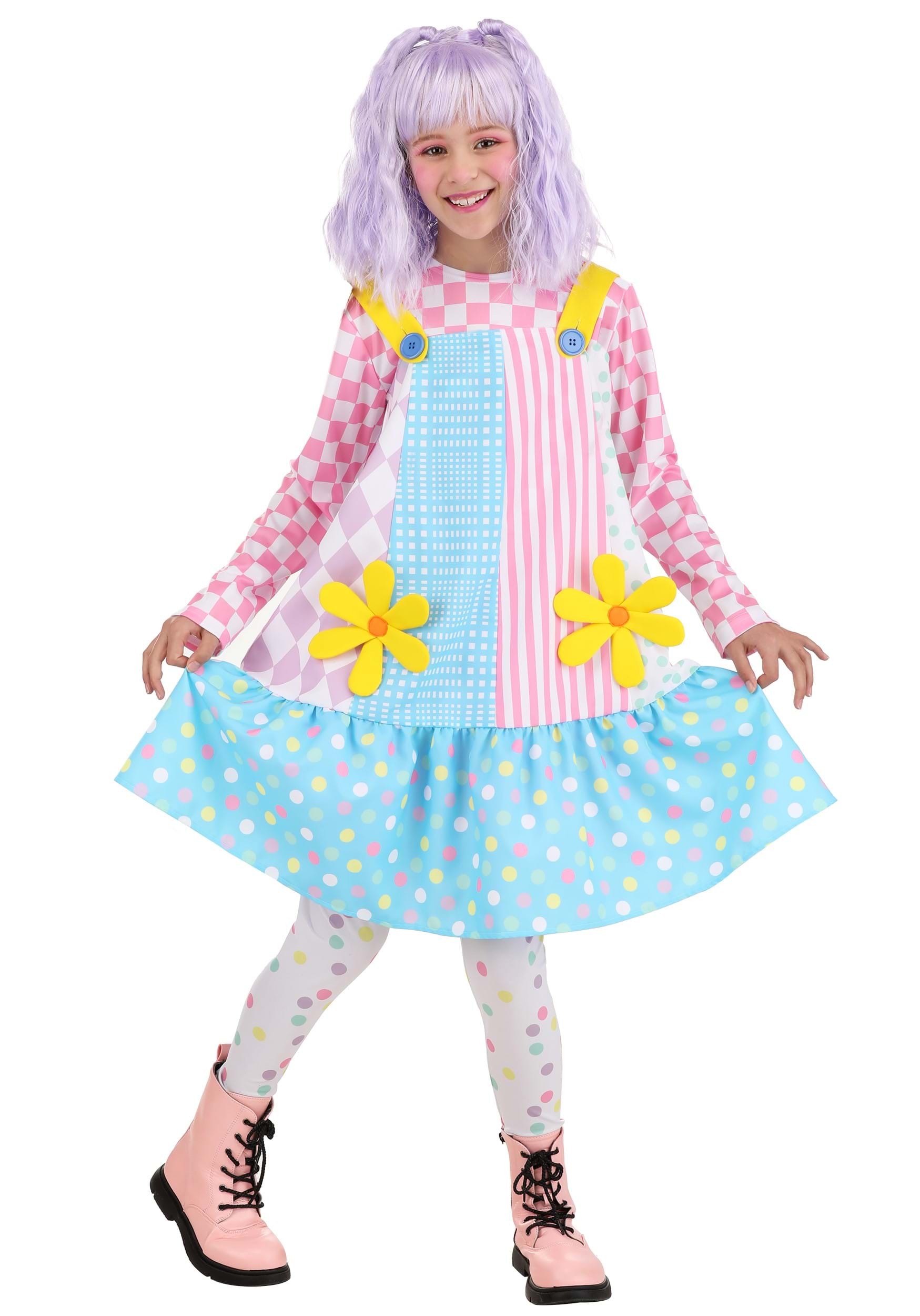 Girl's Pinafore Clown Costume Dress
