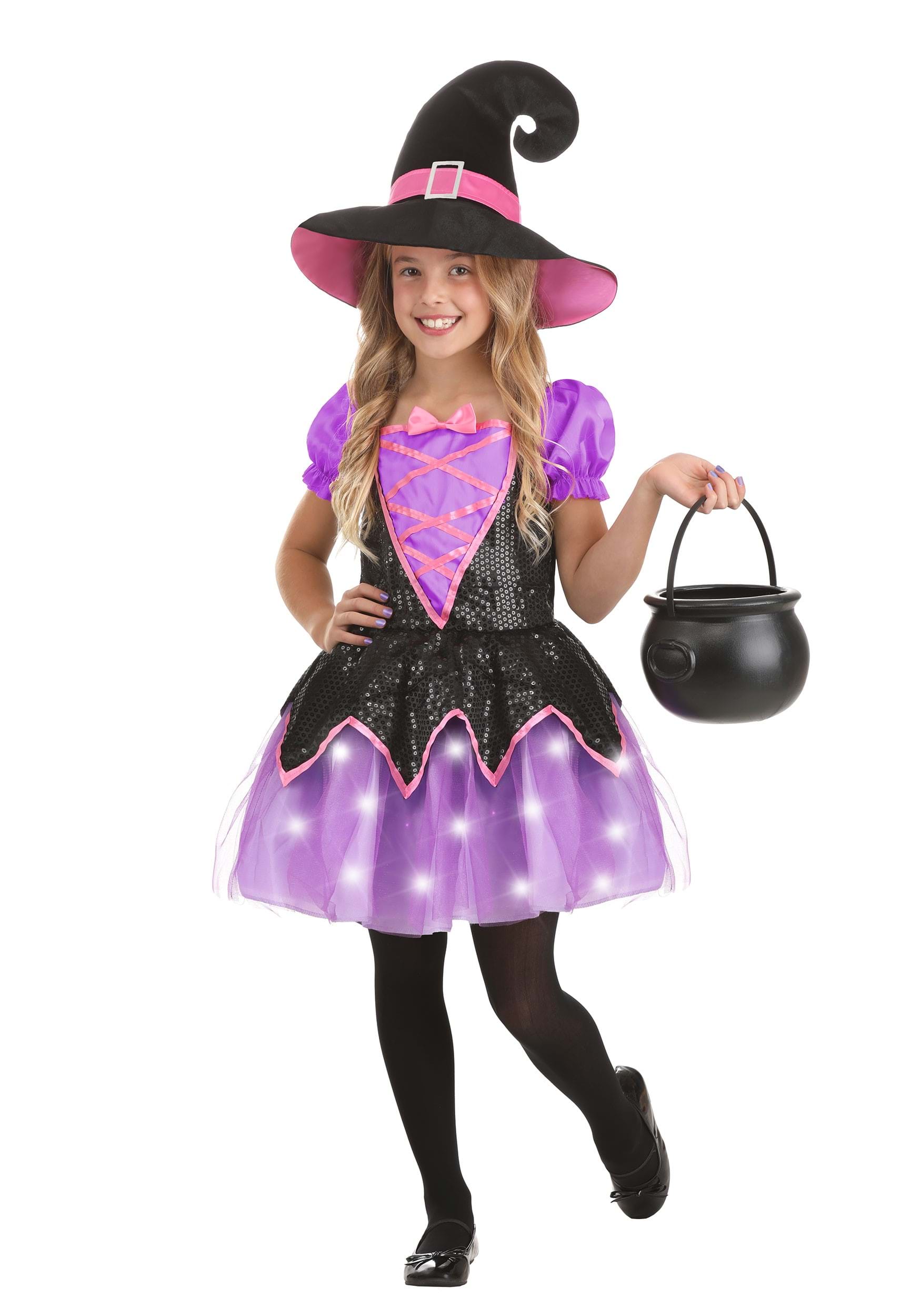 Girl's Pink Light-Up Witch Costume