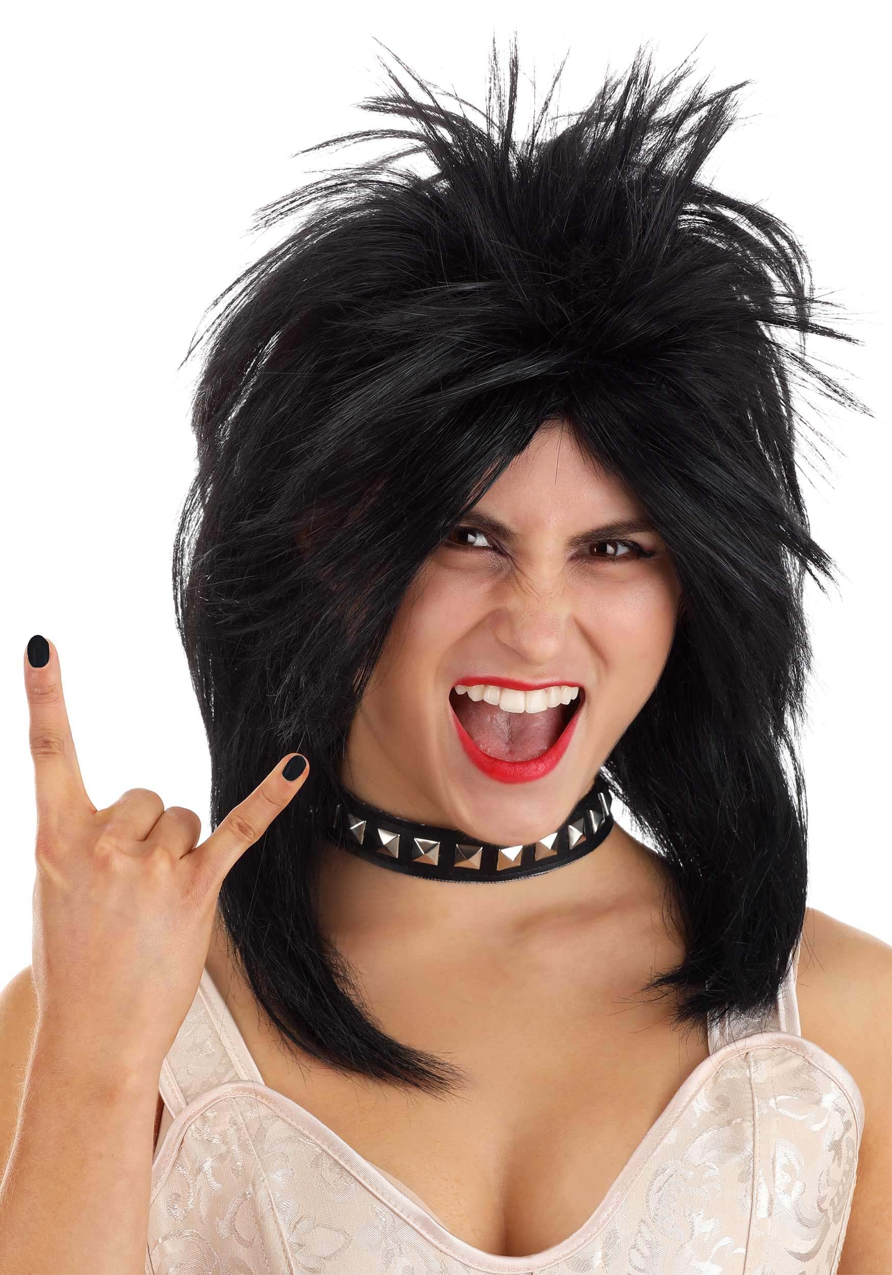 Women’s Heavy Metal Rocker Black Wig