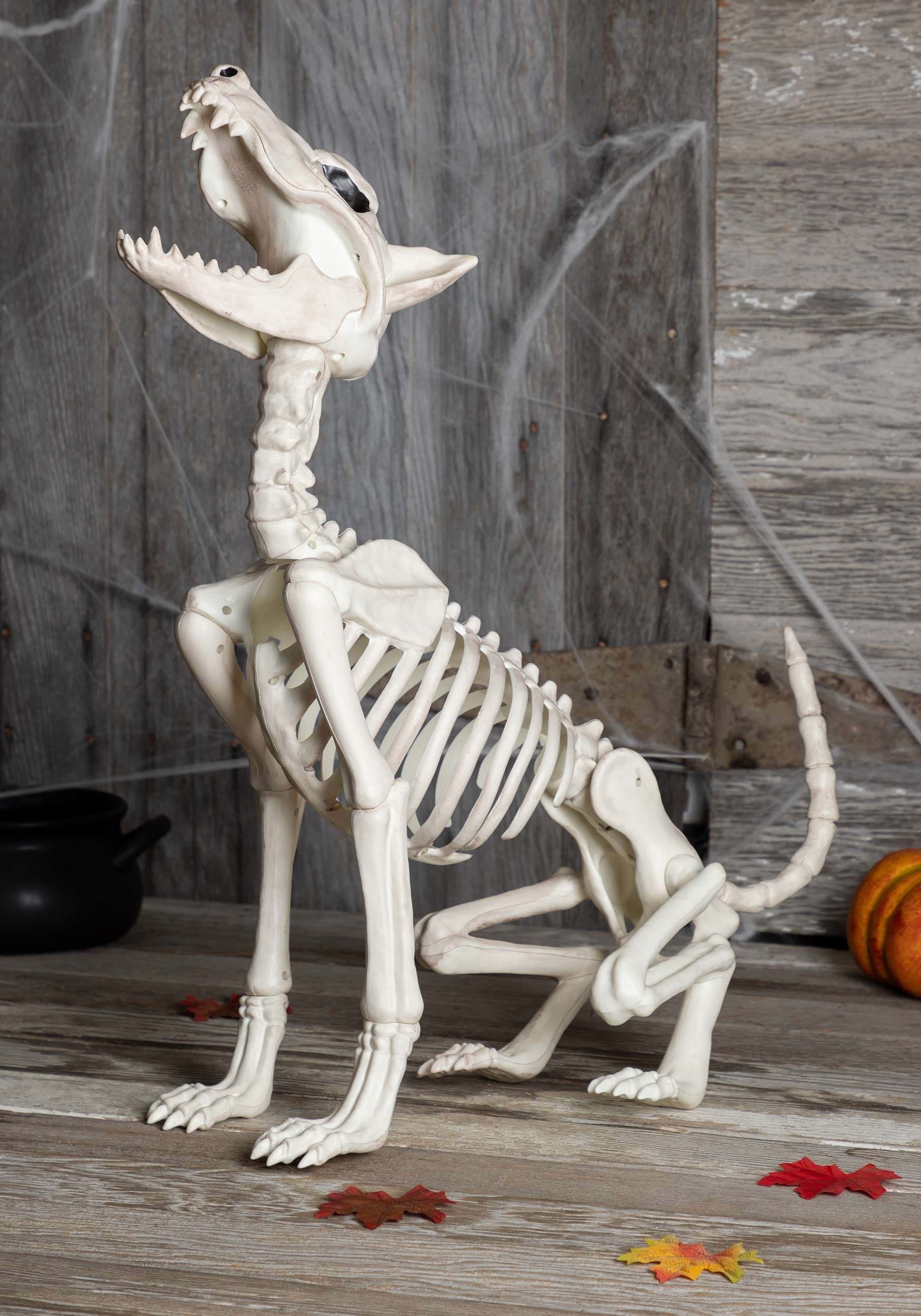 Howl At The Moon Skeleton Dog 27″ Decoration