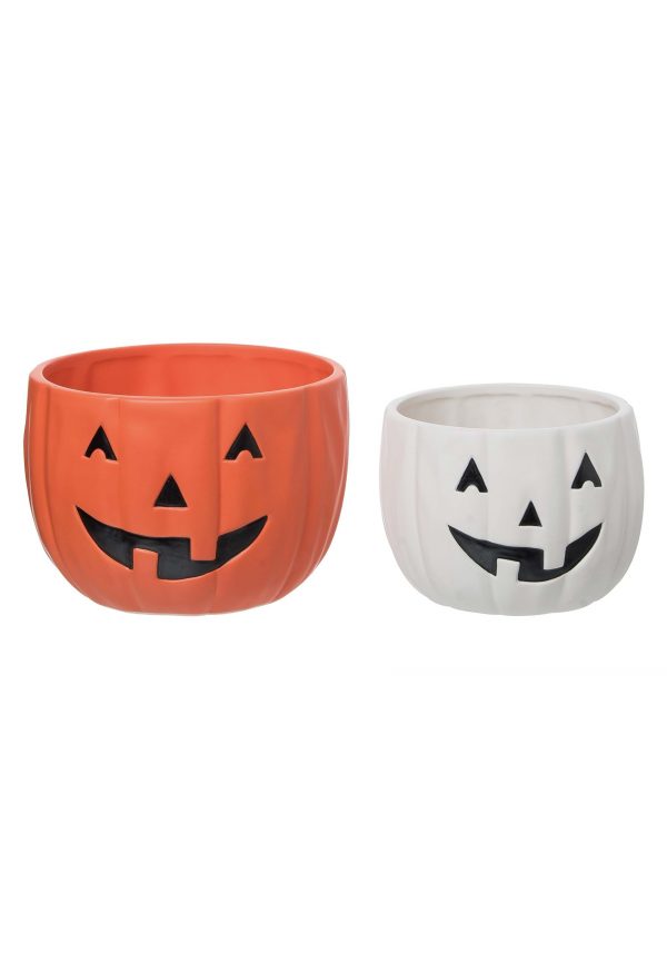 Set of 2 Jack O Lantern Candy Bowls