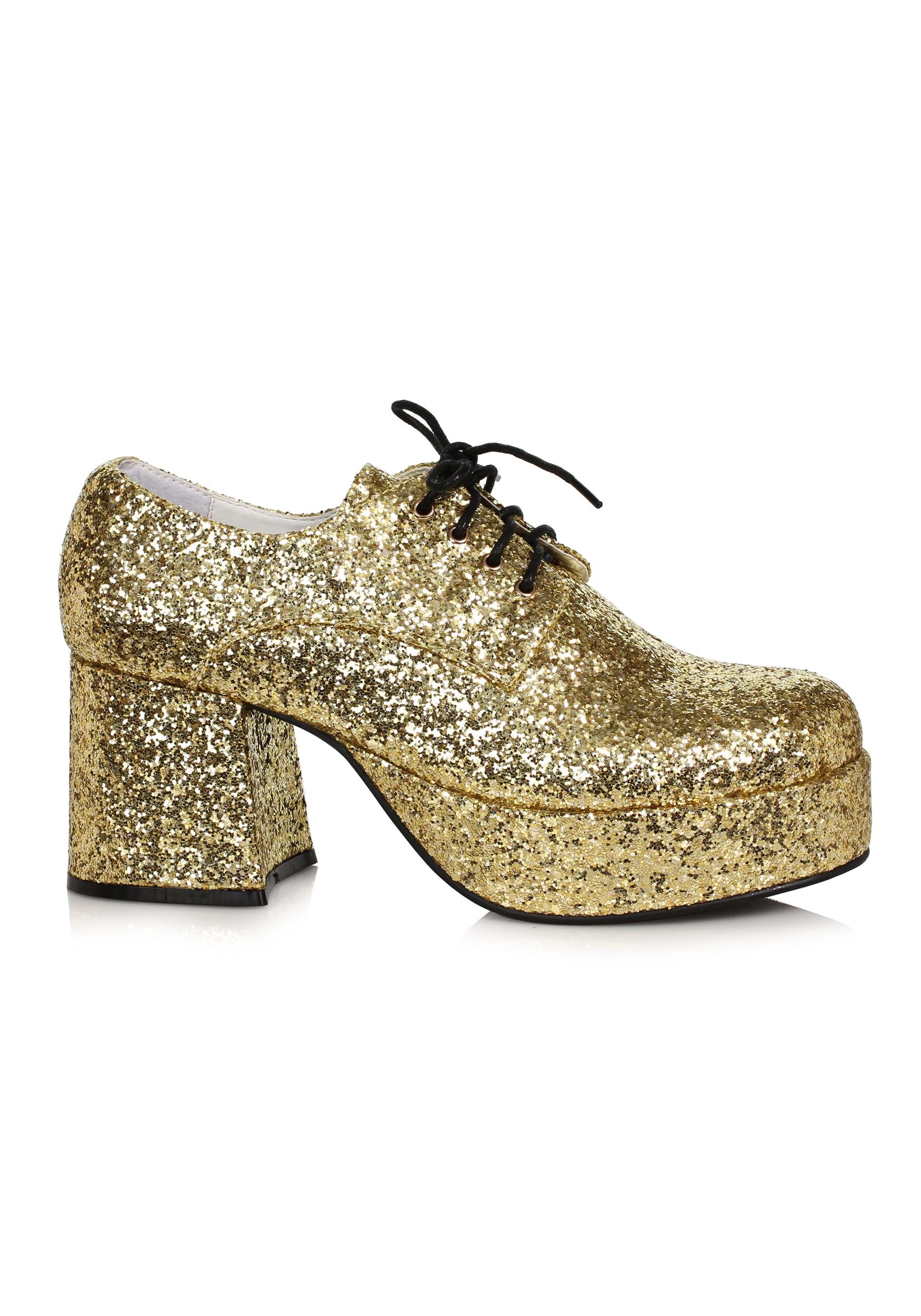Men’s Gold Glitter Platform Shoes