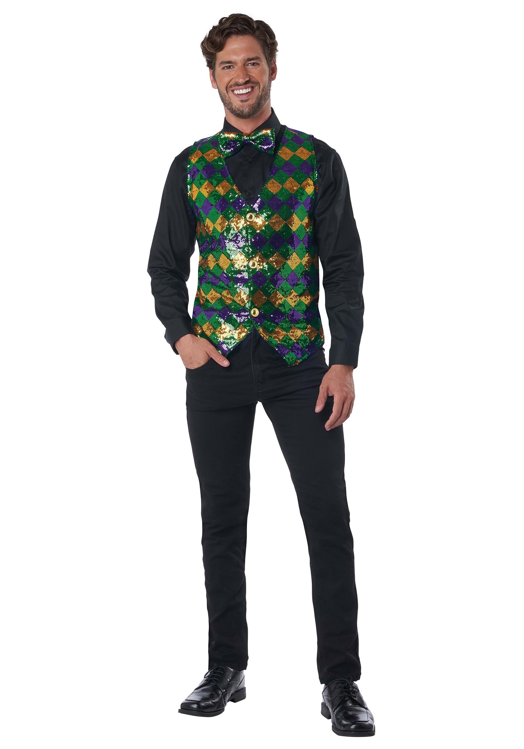 Men's Sequin Carnival Vest Set