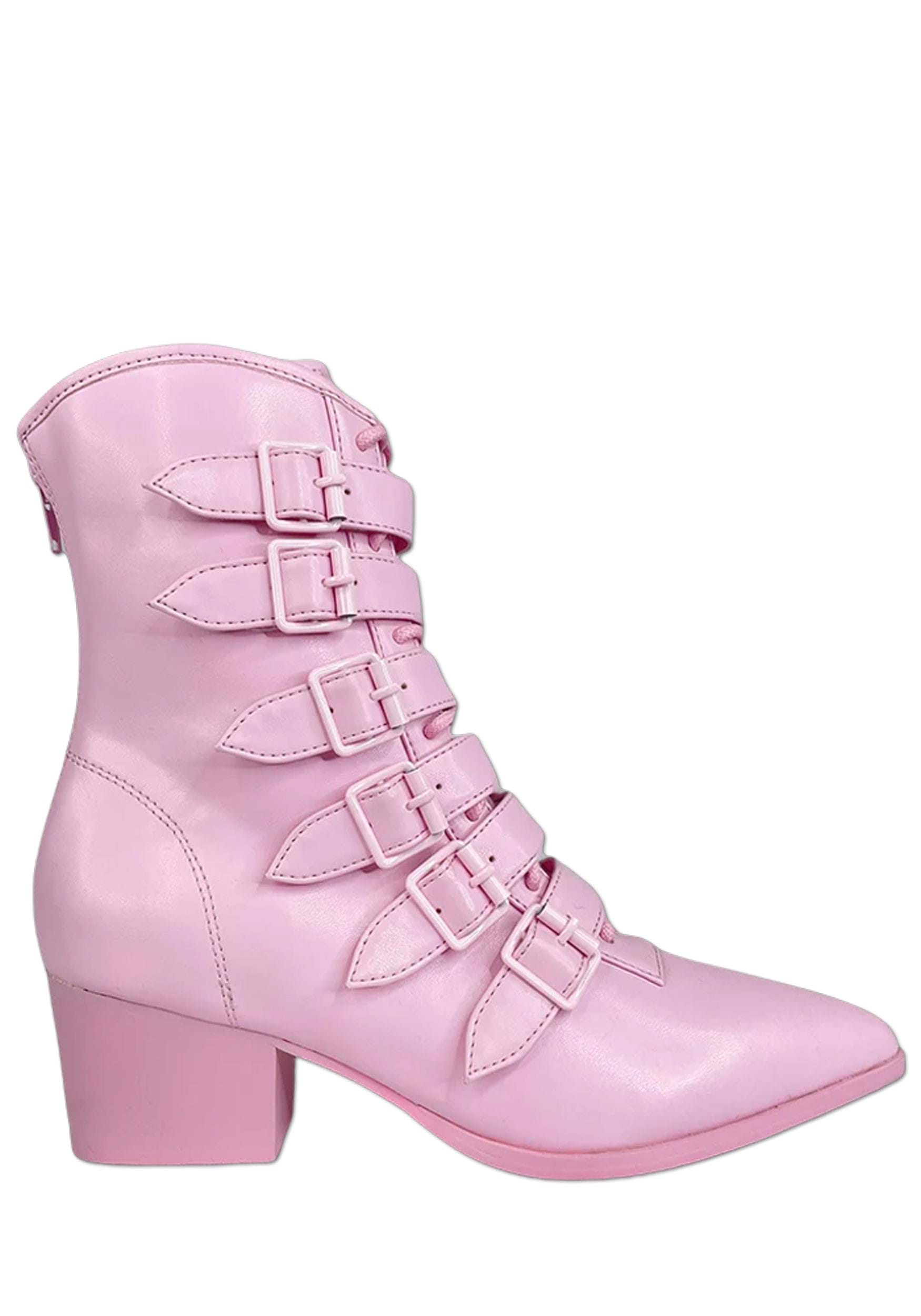 Women's Pastel Pink Buckle Boots