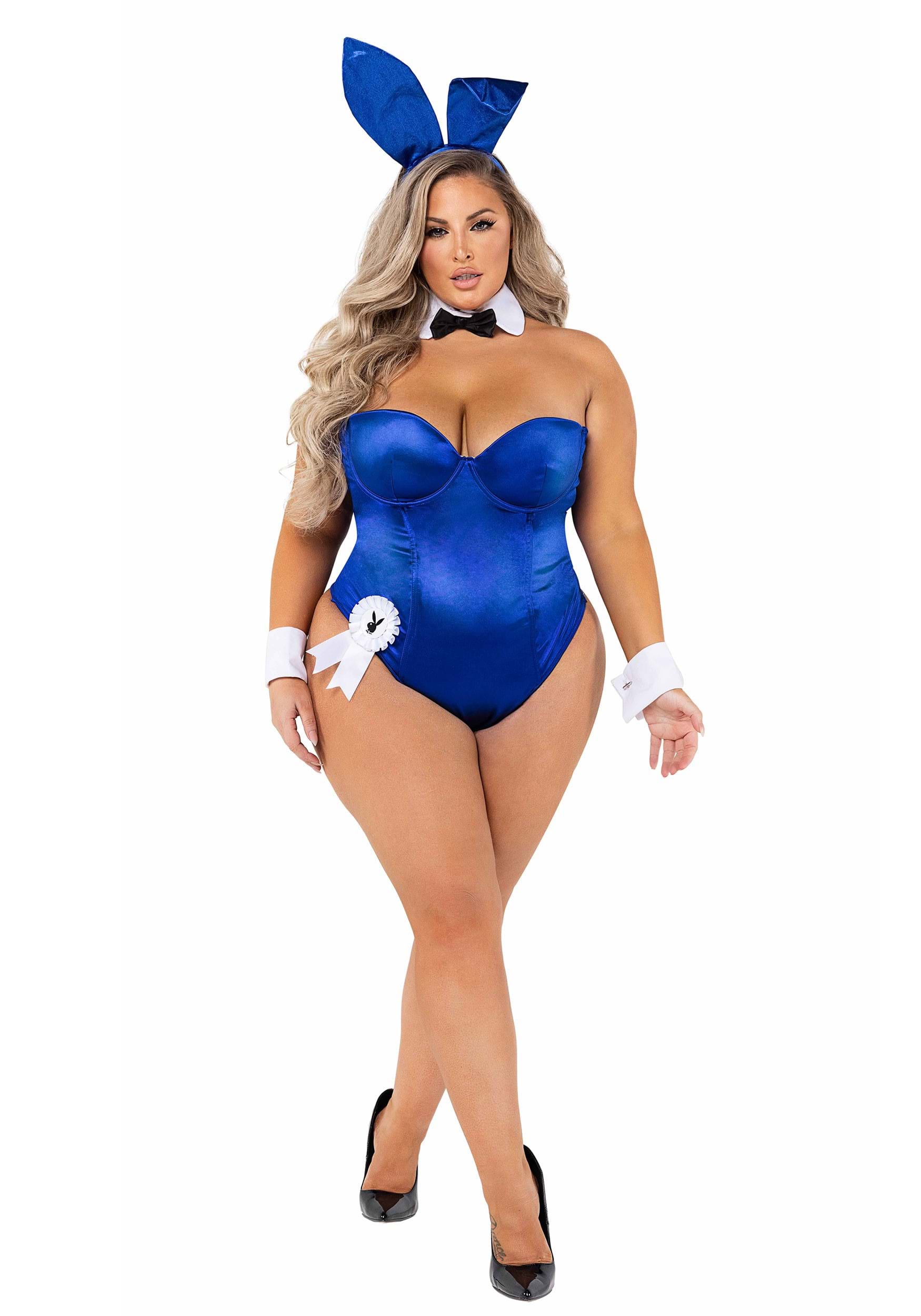 Playboy Plus Size Women’s Royal Blue Bunny Costume