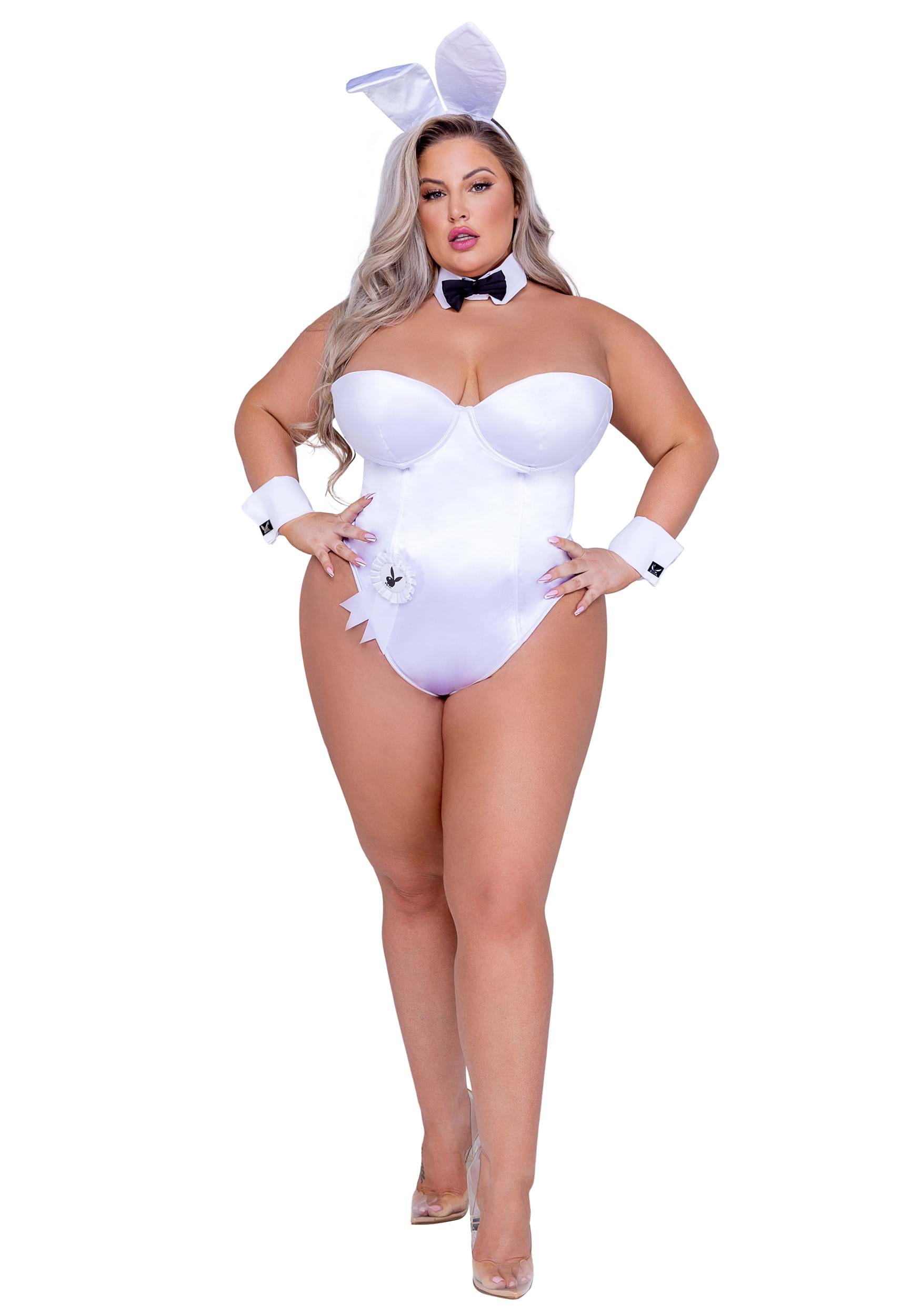 Playboy Plus Size Women’s White Bunny Costume