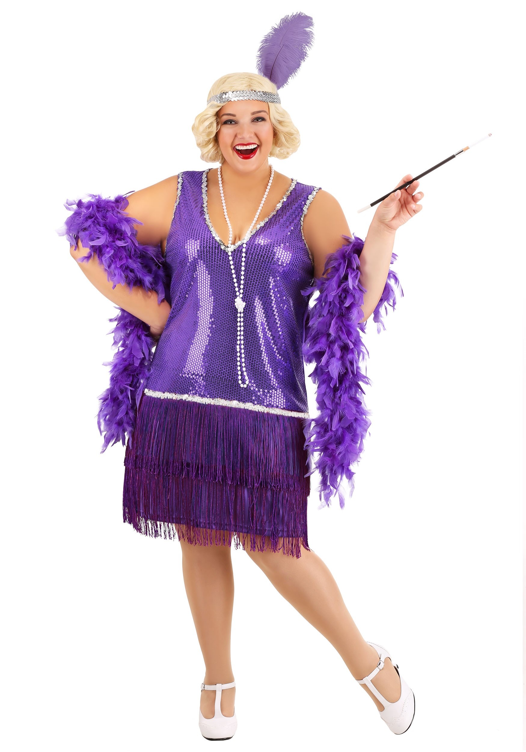 Plus Size Women’s Amethyst Purple Flapper Costume