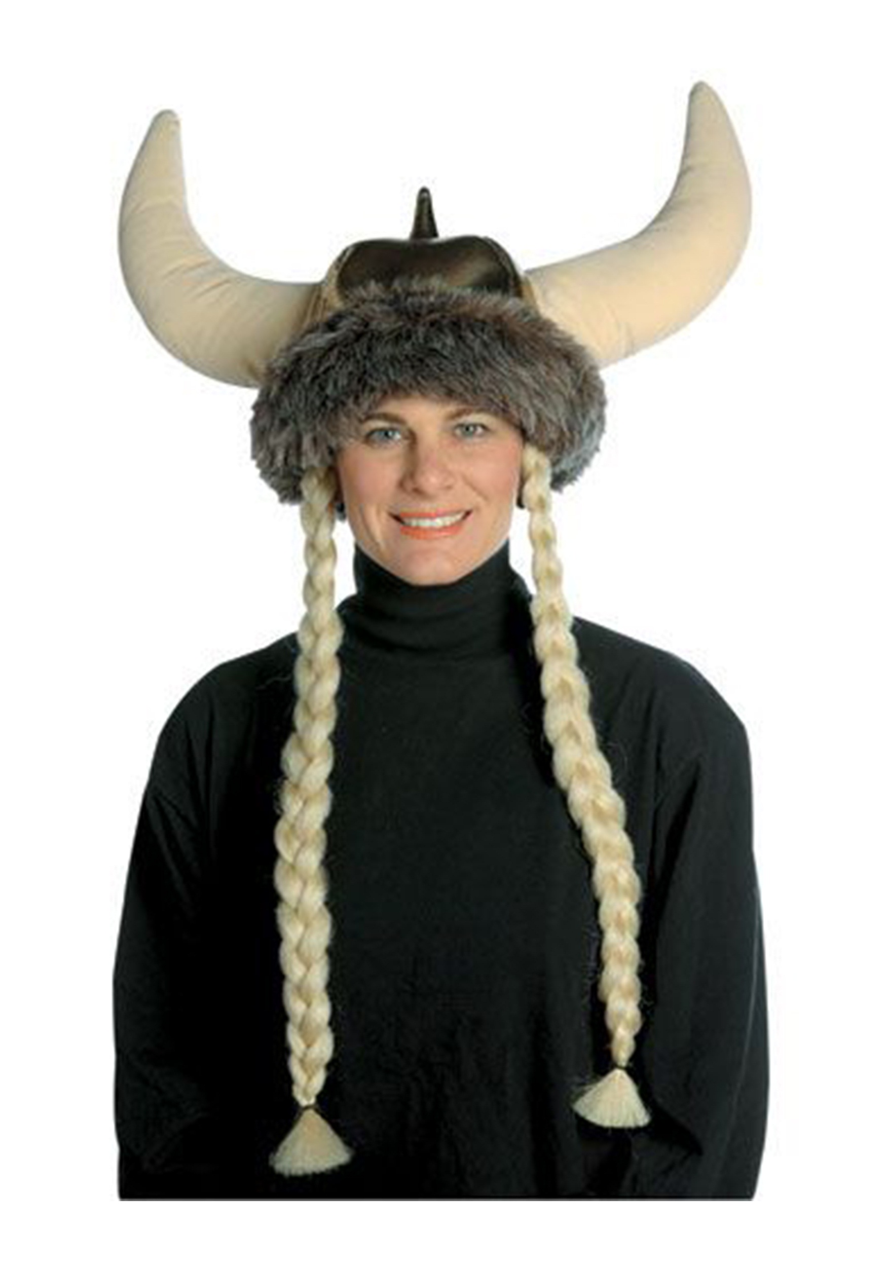 Plush Viking Hat w/Braids for Adults