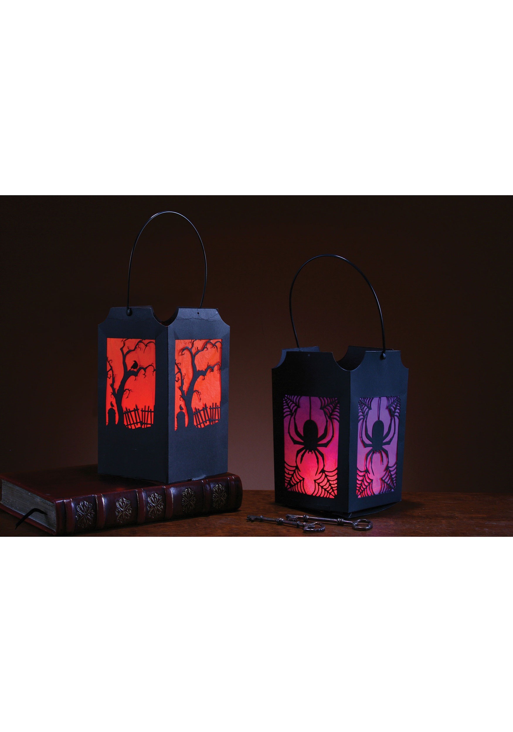 Set of 2 Pop-Open Purple & Orange Lantern Decoration