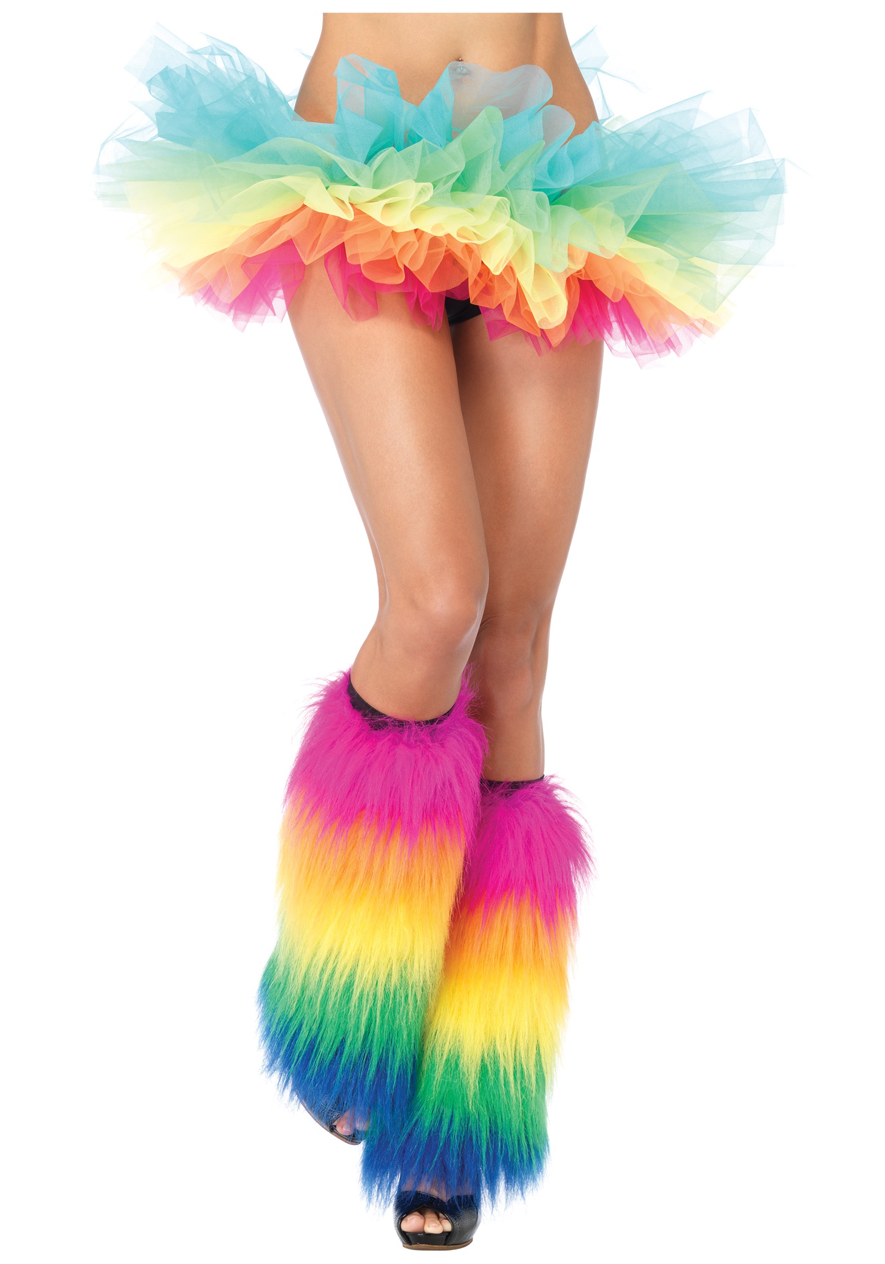 Women’s Rainbow Furry Leg Warmers