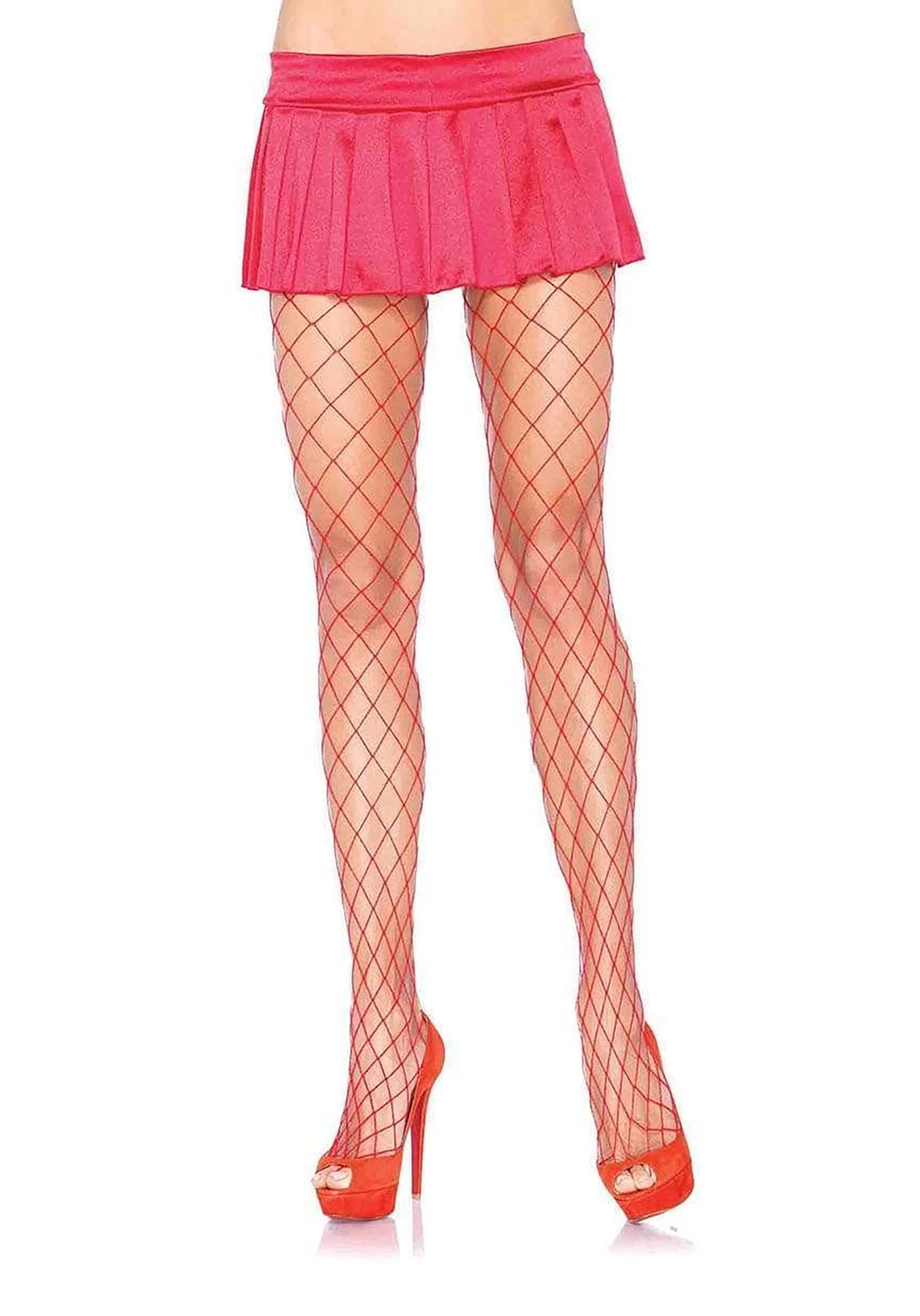 Women's Red Fence Net Tights