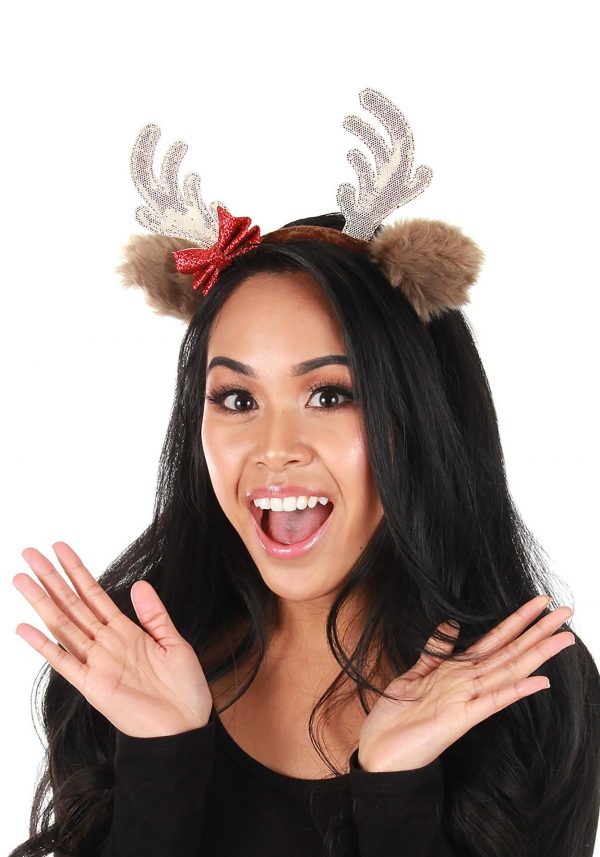 Reindeer Glitter Bow Headband