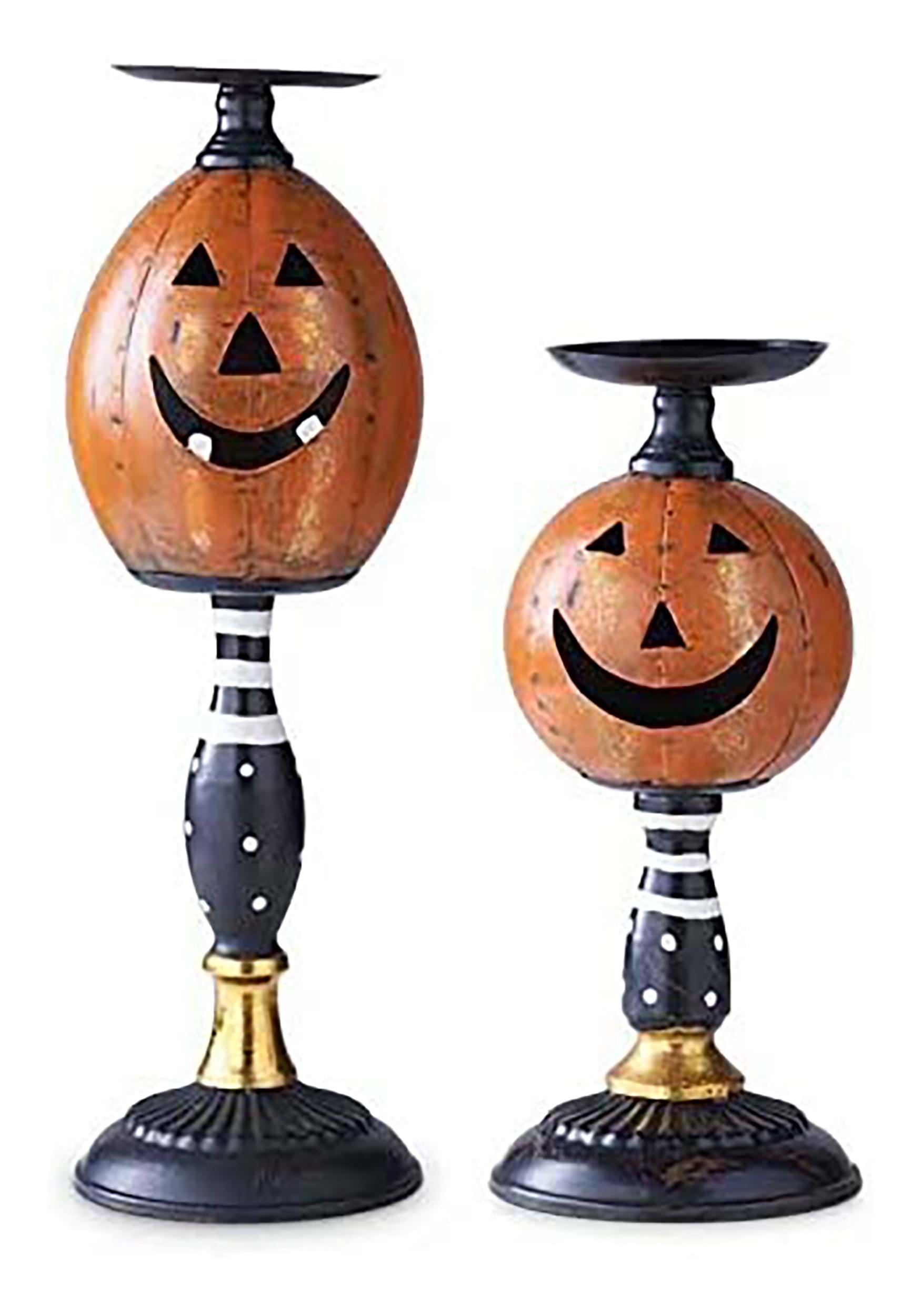 Set of 2 Jack ‘O Lantern Candleholders Decoration