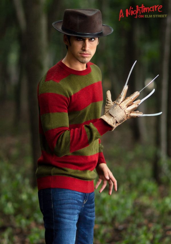 Striped Nightmare on Elm Street Freddy Adult Sweater