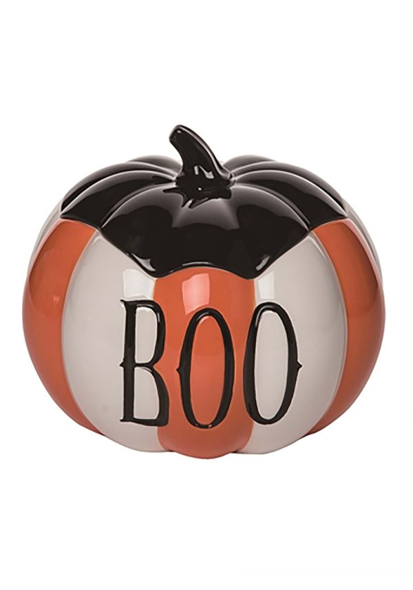 Striped Pumpkin Cookie Jar