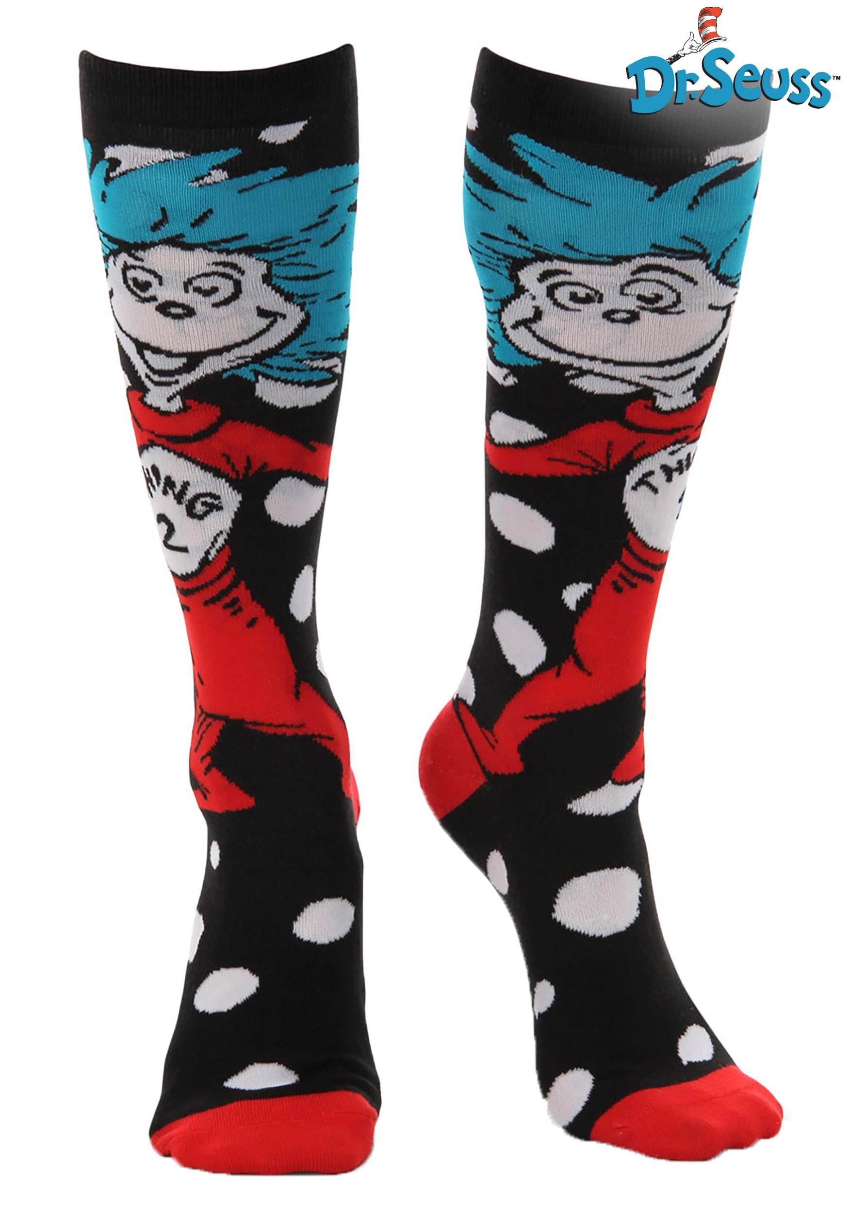 Thing 1 and Thing 2 Knee High Costume Socks