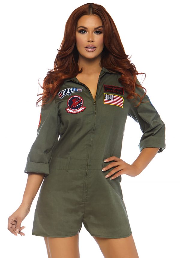 Top Gun Women's Flight Suit Romper Costume