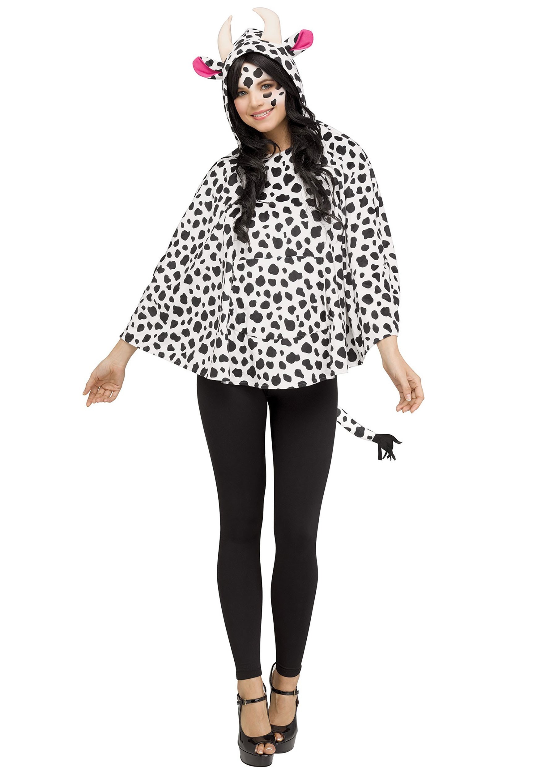Women’s Cow Hooded Poncho Costume