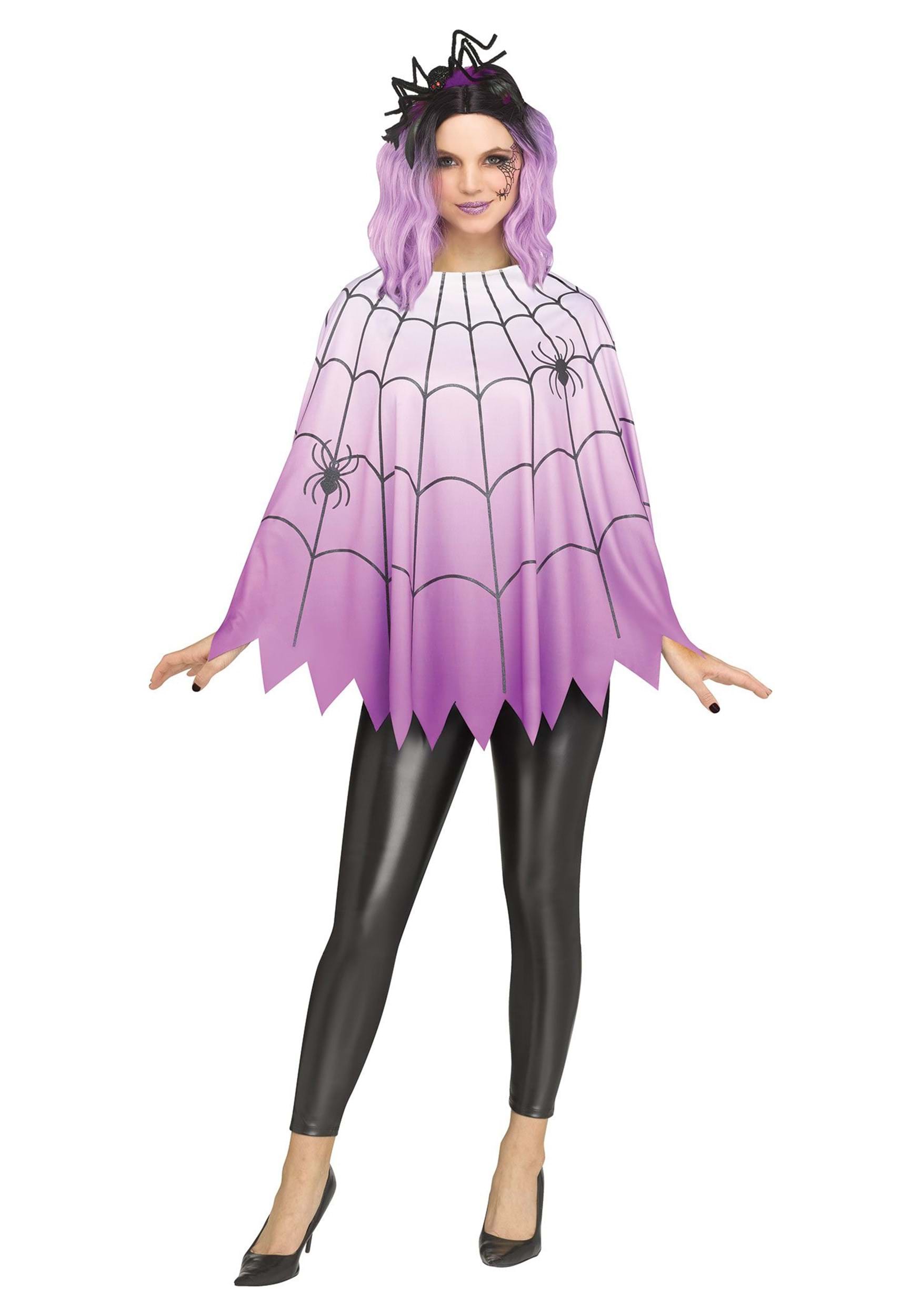 Women’s Purple Ombre Spider Web Poncho