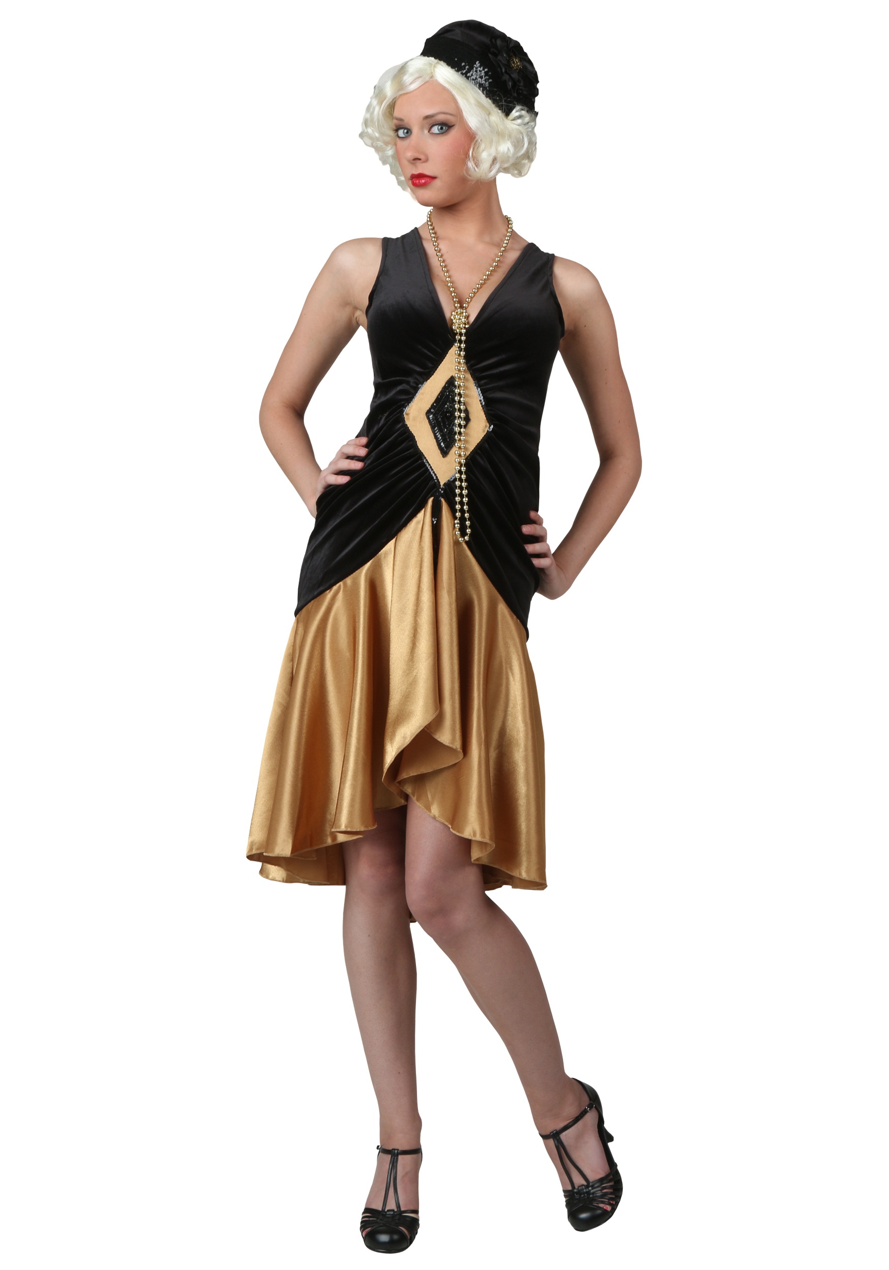 Women's Roaring 20's Velvet Diamond Flapper Dress Costume