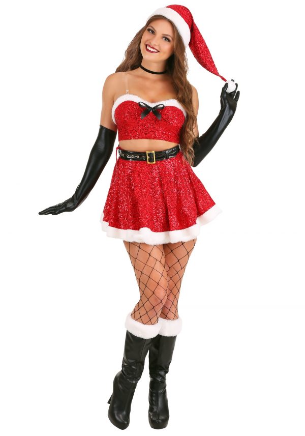 Womens Sexy Sequin Santa Costume